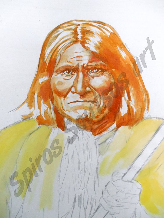 Geronimo painting portrait | Apache Indian leader, artwork on canvas