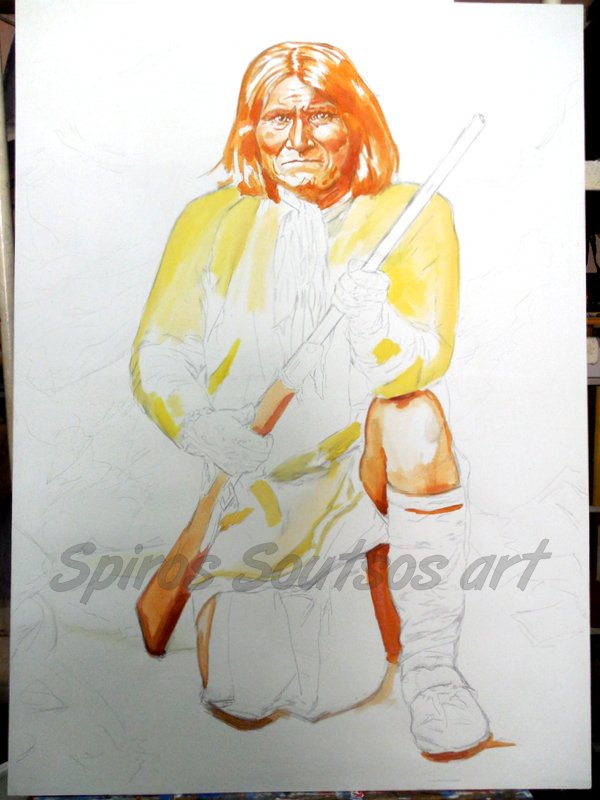 Geronimo painting portrait | Apache Indian leader, artwork on canvas