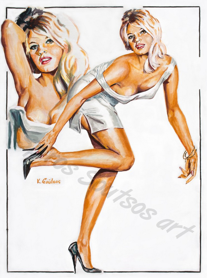 Brigitte Bardot movie poster, original painting portrait